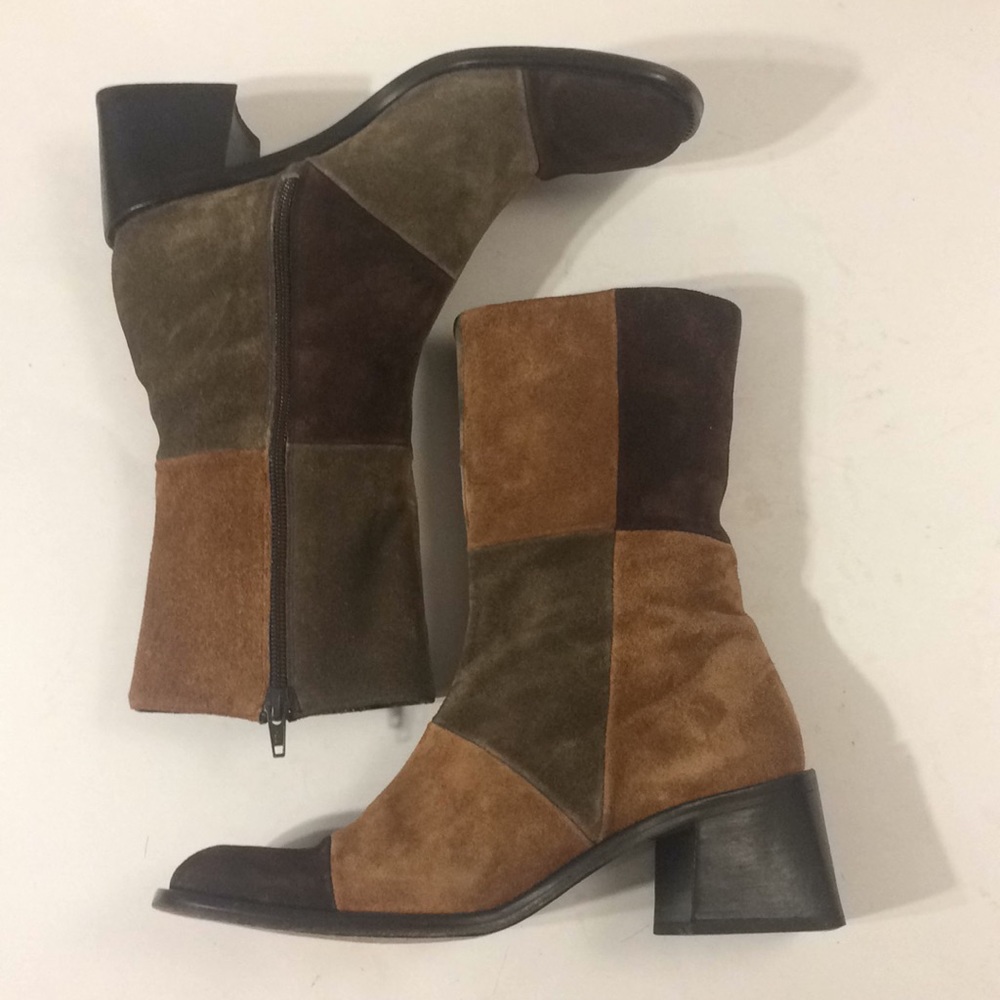 Kenneth Cole Suede Patchwork Boots Size 8 1/2